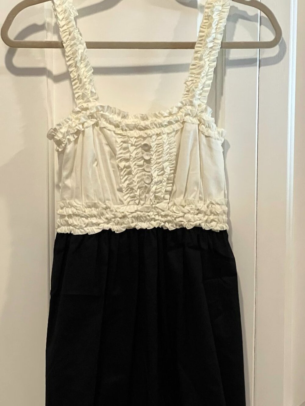 McGinn Ann Ginsbridge Two‑Tone Ruffle Dress – Size 38 / US 6 – NWT